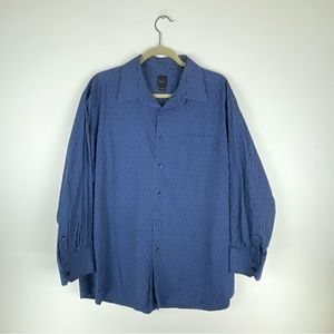 Billy London Mens X Large 17/17.5 Striped Long Sleeve Button Dress Shirt Blue